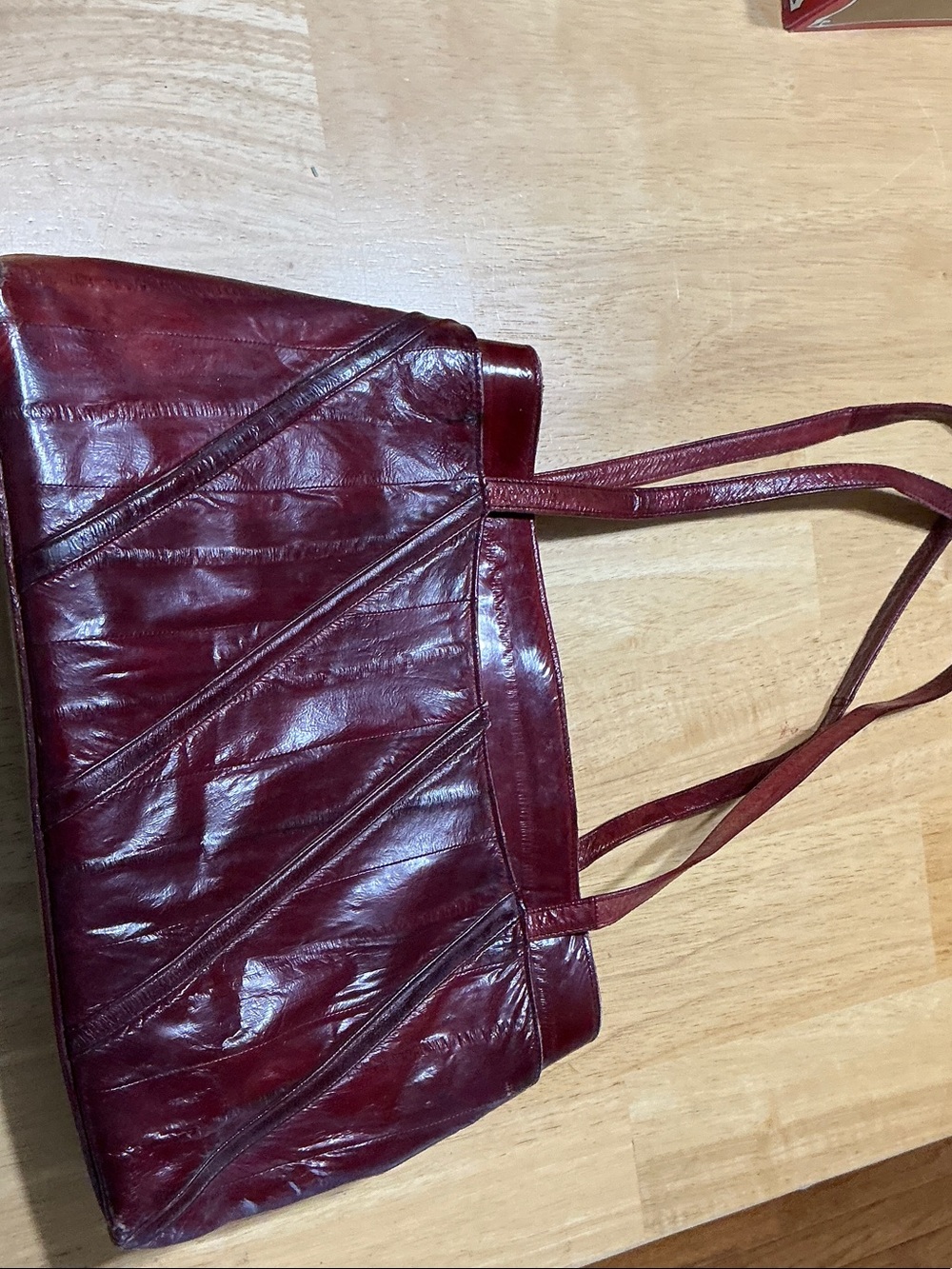 Women's Burgundy Leather Shoulder Bag with Double Straps